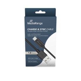 MEDIARANGE CHARGE AND DATA CABLE 1,8m MRCS182 USB 3.0 typ C black